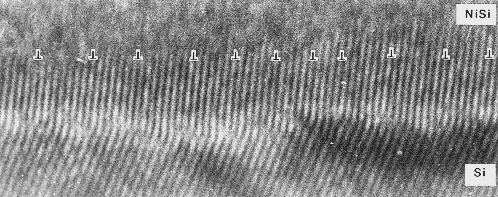 Misfit dislocations in the NiSi - 
Si interphase