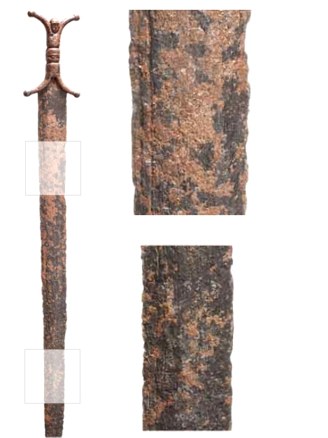 Celtic anthropoid iron sword; pattern welded