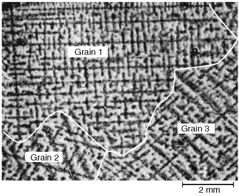 Verhoeven, dendrites, grain 
boundaries, wootz steel