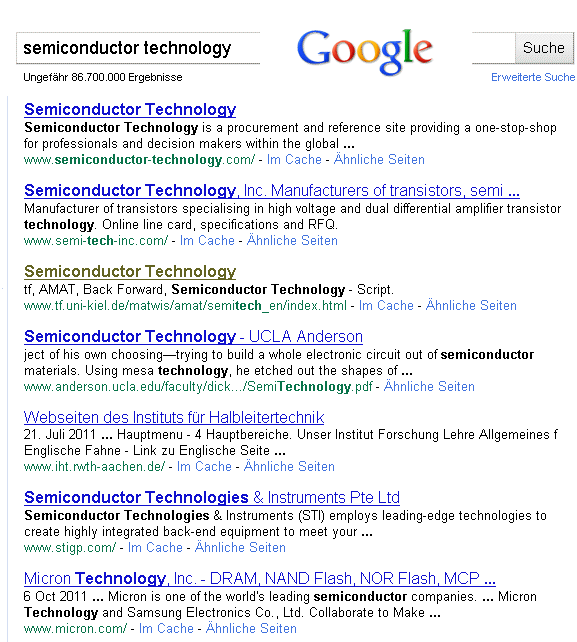 Semiconductor Technology ranking 2011