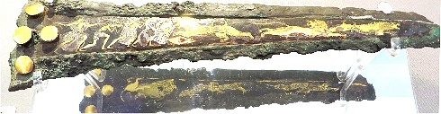 click to enlarge size Archaeological Museum Athens; decorated
bronze dagger